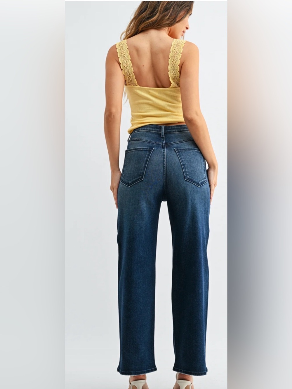 Just Black Dark Blue Wide Leg Flare Jeans - Picture 3 of 14